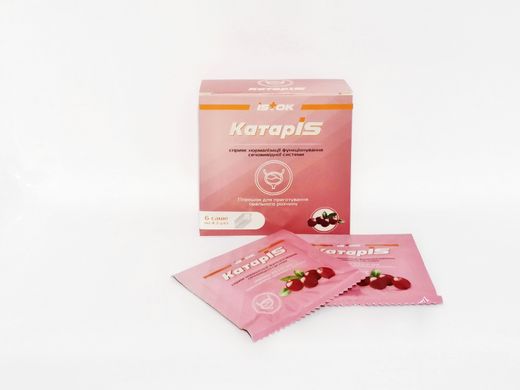 КатарIS, порошок для приготування орального розчину по 4,3 г в саше, по 6 саше в картонній коробці.